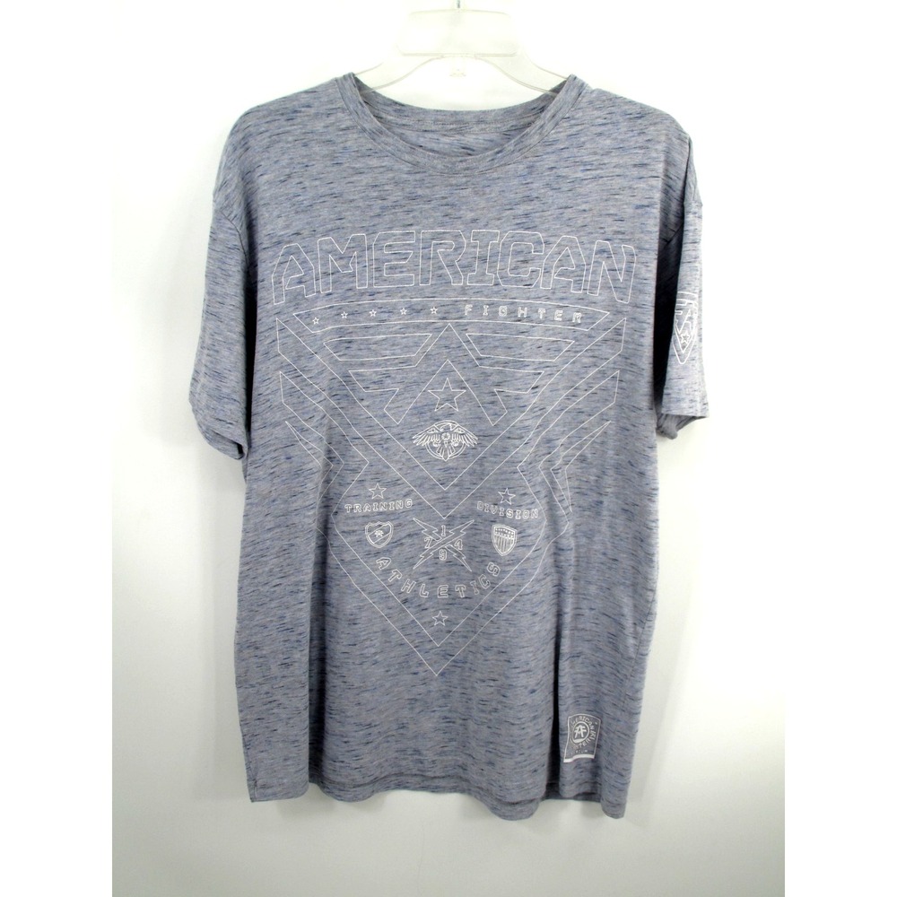 American Fighter Mens XL Gray Double Sided Logo Graphic T-Shirt Buckle Tee